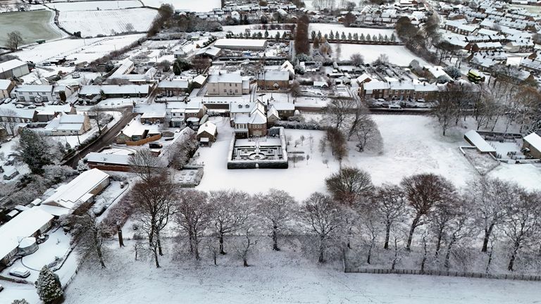 Snow over the village of Brandon in Durham. The UK is bracing for snow, ice and cold temperatures as up to 20cm of snow could hit the UK over the coming days. Picture date: Tuesday November 19, 2024. PA Photo. See PA story WEATHER Snow. Photo credit should read: Owen Humphreys/PA Wire