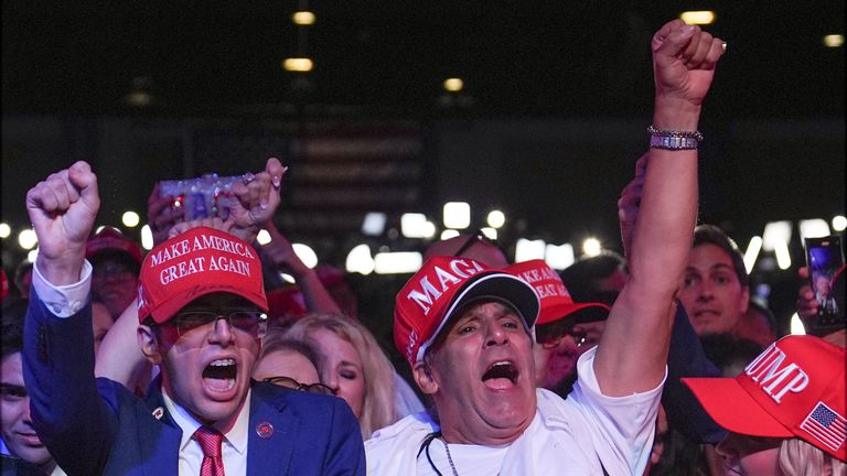 Trump supporters sense a win as they turn off the news for MAGA anthem | US News | Sky News