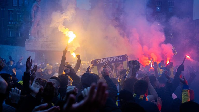 Pic: Jeroen Jumelet/EPA-EFE/Shutterstock

UEFA Europa League - Ajax vs Maccabi Tel Aviv, Amsterdam, Netherlands - 07 Nov 2024
Maccabi Tel Aviv supporters gather at De Dam in Amsterdam ahead of the UEFA Europa League match between Ajax and Maccabi Tel Aviv in Amsterdam, Netherlands, 07 November 2024.

7 Nov 2024