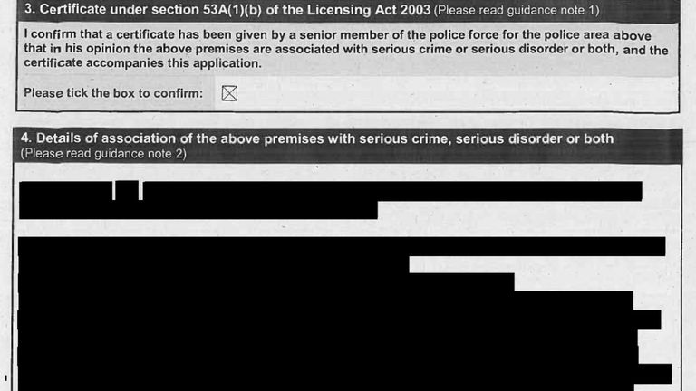 Redacted documents relating to the application to review Groucho's licence