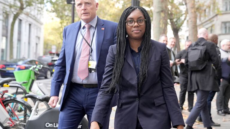 Conservative Party leader Kemi Badenoch arrives to give evidence to the Post Office Horizon IT inquiry.
Pic: PA