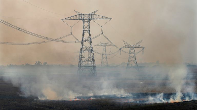 India Air Pollution
Farmers burn crop residue after harvest near Bundelkhand expressway some 330 kilometers (206 miles) from New Delhi, India, Sunday, Nov. 17, 2024. (AP Photo/Manish Swarup)