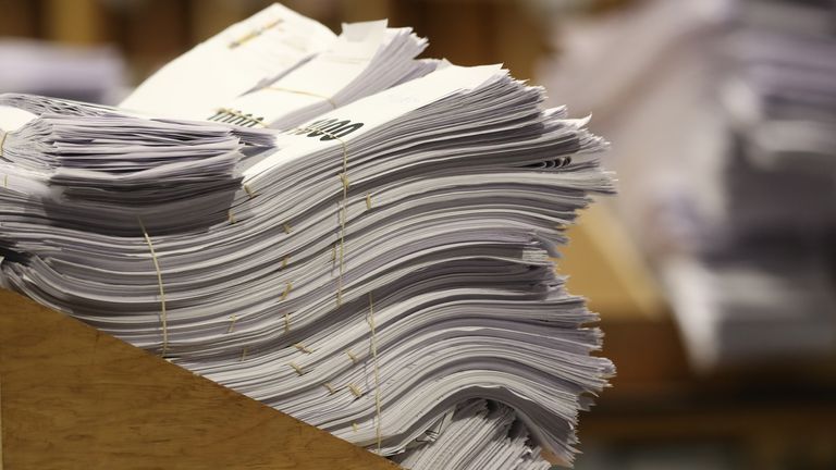 The 2020 Irish General Election count in Dublin. Pic: Niall Carson/PA Wire