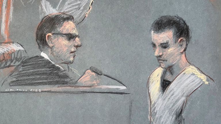 A court sketch of Teixeira.
Pic: AP