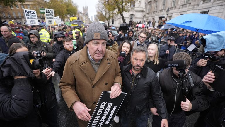 Jeremy Clarkson joins the farmers protest in central London 