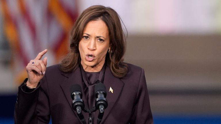 Vice President Kamala Harris delivers a concession speech for the 2024 presidential election on the campus of Howard University in Washington, Wednesday, Nov. 6, 2024. (AP Photo/J. Scott Applewhite)