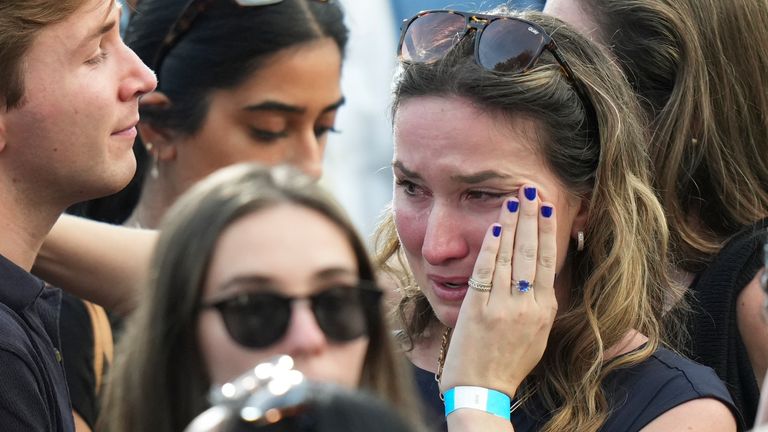 Supporters of Vice President Kamala Harris react at her concession speech for the 2024 presidential election, Wednesday, Nov. 6, 2024, on the campus of Howard University in Washington. (AP Photo/Stephanie Scarbrough)