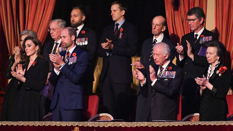 Kate, Princess of Wales, Prince William, King Charles and Princess Anned uring The Royal British Legion Festival of Remembrance.
Pic: Reuters