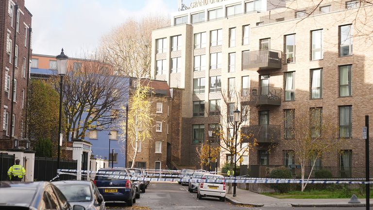 A police cordon at the scene in Southern Grove in Ladbroke Grove, west London, after an eight-year-old girl was seriously injured when she was shot "a horrible incident". The child, who is now in a stable condition, and a 34-year-old man who was also injured were taken to hospital after being shot just after 5.30pm on Sunday. Date of photo: Monday, November 25, 2024. PA Photo. See PA story POLICE Ladbrokegrove. Photo credit should read: Aaron Chown/PA Wire