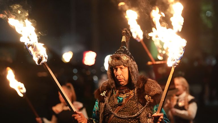 Effigies of Nigel Farage and Paula Vennells were burnt in Lewes Pic: PA