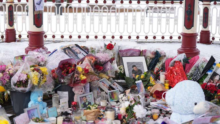 Floral tributes to singer Liam Payne at a memorial in West Park in his hometown of Wolverhampton. The funeral of the One Direction star will be held today in the Home Counties. Picture date: Wednesday November 20, 2024. PA Photo. The singer died after falling from a third-floor balcony of the Casa Sur Hotel in Buenos Aires last month, at the age of 31. See PA story FUNERAL Payne. Photo credit should read: Jacob King/PA Wire