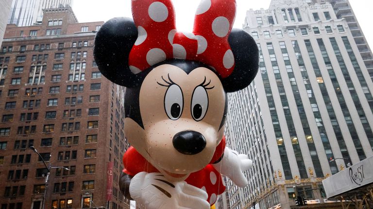 Disney’s Minnie Mouse balloon flies during the 98th Macy's Thanksgiving Day Parade in New York City, U.S., November 28, 2024. REUTERS/Brendan McDermid

