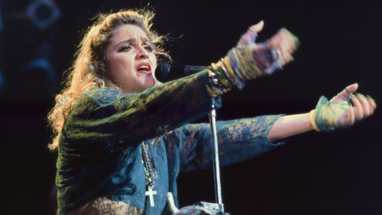 Madonna opens her first concert "Virgin Tour" at the Paramount Theater in Seattle, Washington, April 11, 1985. (AP Photo/NewsBase)