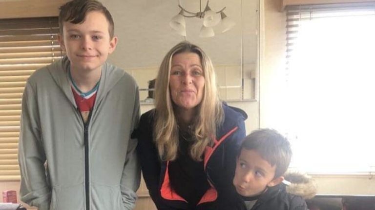 Mason Rist with his mum Nikki and his cousin
Pic: Handout/Avon and Somerset Police