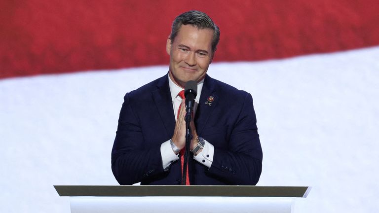 Representative Mike Waltz at the Republican National Convention in Milwaukee. Pic: Reuters