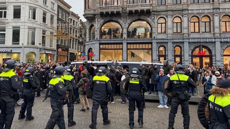 Hundreds of people defied the order and gathered in Amsterdam.
Pic: Reuters