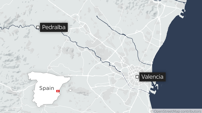 Location of Pedralba, near Valencia