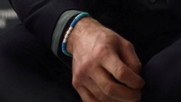 The prince has been seen wearing a beaded bracelet that says 'papa' while in South Africa.
Pic: Reuters