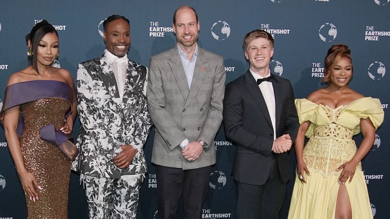 The Prince of Wales, with (L-R) Bonang Matheba, Billy Porter, Robert Irwin and Nomzamo Mbatha, at the Earthshot Prize Awards in Cape Town. Pic: PA
