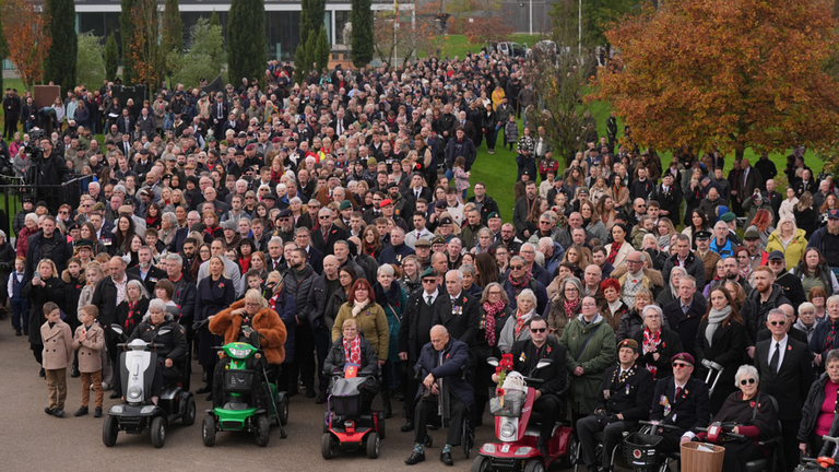 People gather at the National Memorial Arboretum in Alrewas, Staffordshire. Pic: PA