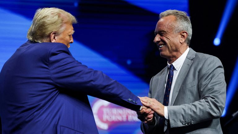 Donald Trump and Robert F Kennedy Jr in October during the presidential campaign. Pic: Reuters