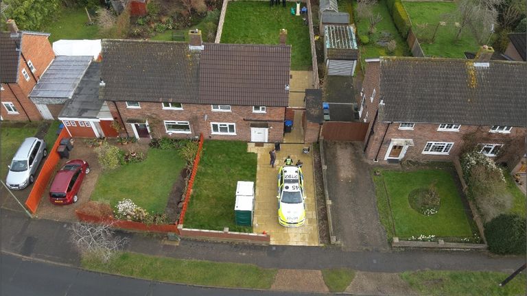 The house in Surrey where Sara Sharif's body was found. Pic: PA/Surrey Police