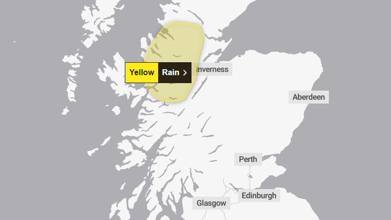 weather warning for rain in scotland until 23:59 on 25/11/2024 