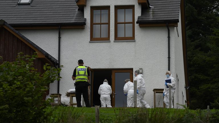 Forensics officers at the scene of an incident at a property in the Teangue area on the Isle of Skye in Scotland. Police Scotland said officers were initially called to the Tarskavaig area on Skye shortly before 9am on Wednesday after a report of a 32-year-old woman having been seriously injured at a property and who has since been taken to the Queen Elizabeth University Hospital in Glasgow for treatment. A further incident at a property in the Teangue area on Skye was then reported shortly afte