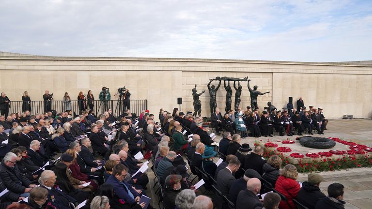 A view of the Remembrance service at National Memorial Arboretum, Alrewas, Staffordshire.
Pic: PA