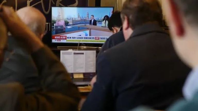 Tory members await the news at the Stirrup Cup bar and cafe in Kettering