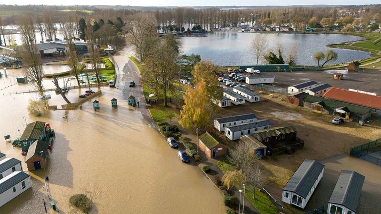 The River Nene burst its banks and flooded the area. Pic: PA