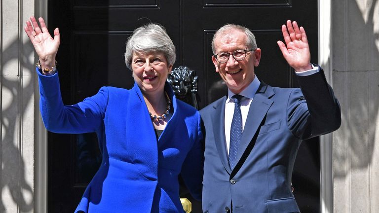  Theresa May with her husband Philip on the day she handed in her resignation to the Queen. Pic: PA