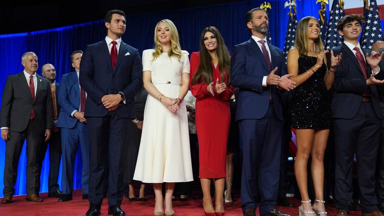 Tiffany Trump, dressed in white. on election night. Pic: AP