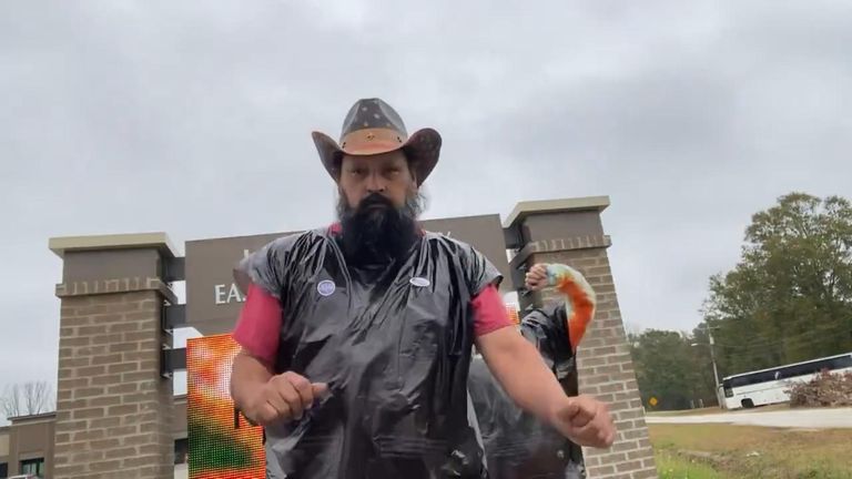 Two Trump voters in South Carolina wore rubbish bags to the polls, in response to Biden saying Trump voters are &#34;garbage&#34;.