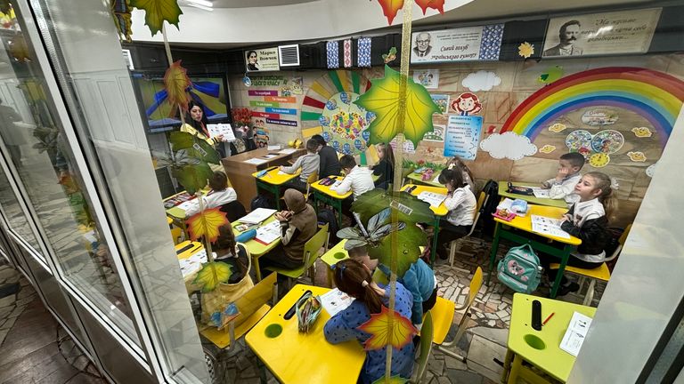 The classrooms are brightly decorated to try and maintain morale for the children