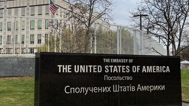 The US is among a number of nations to close its Kyiv embassy. Pic: Reuters
