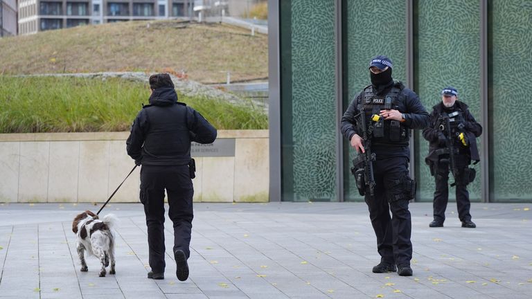 Police outside the US embassy. Pic: PA