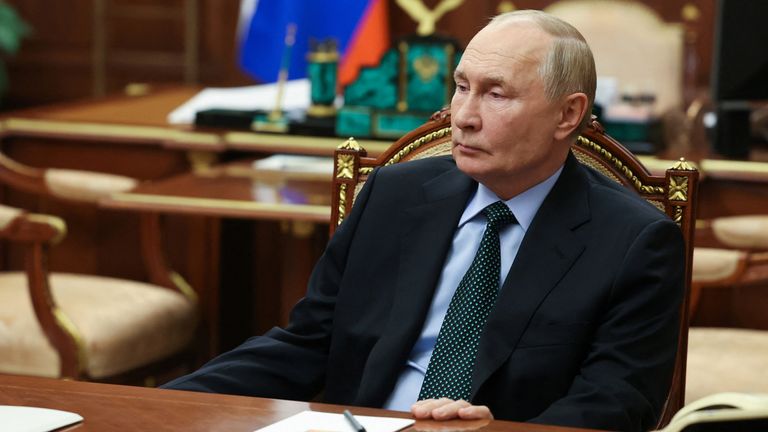 Putin at the Kremlin earlier this week. Pic: Sputnik/Vyacheslav Prokofyev/Reuters 