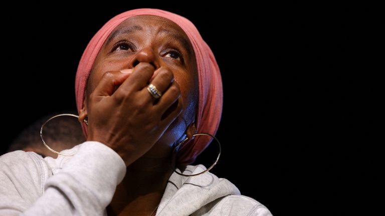 An attendee reacts to early election results at Democratic presidential nominee at Kamala Harris' election night rally in Washington.
Pic: Reuters