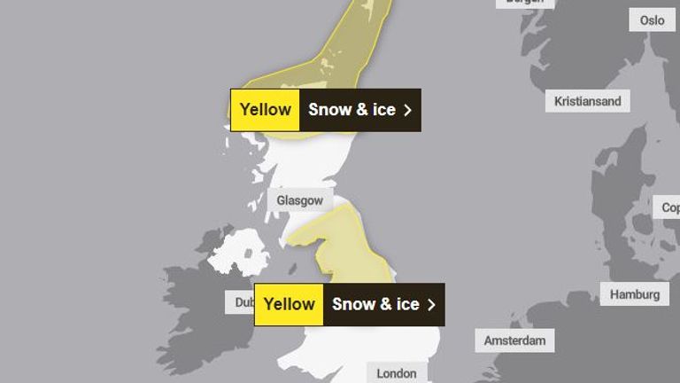 The yellow weather warnings in place across the UK