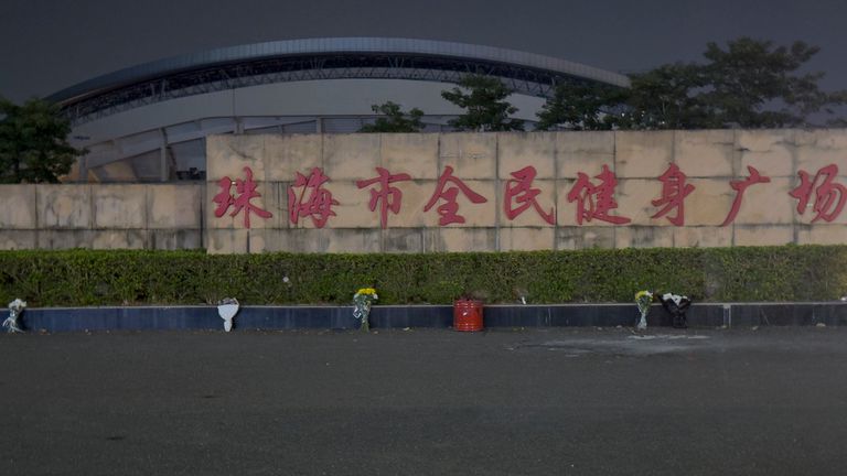 Flowers have been place at the scene. Pic: AP