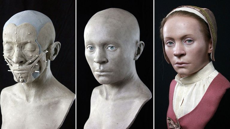 Researchers reconstructed Zosia's face using her skull. Pic: Oscar Nilsson (Project Pien)/Reuters