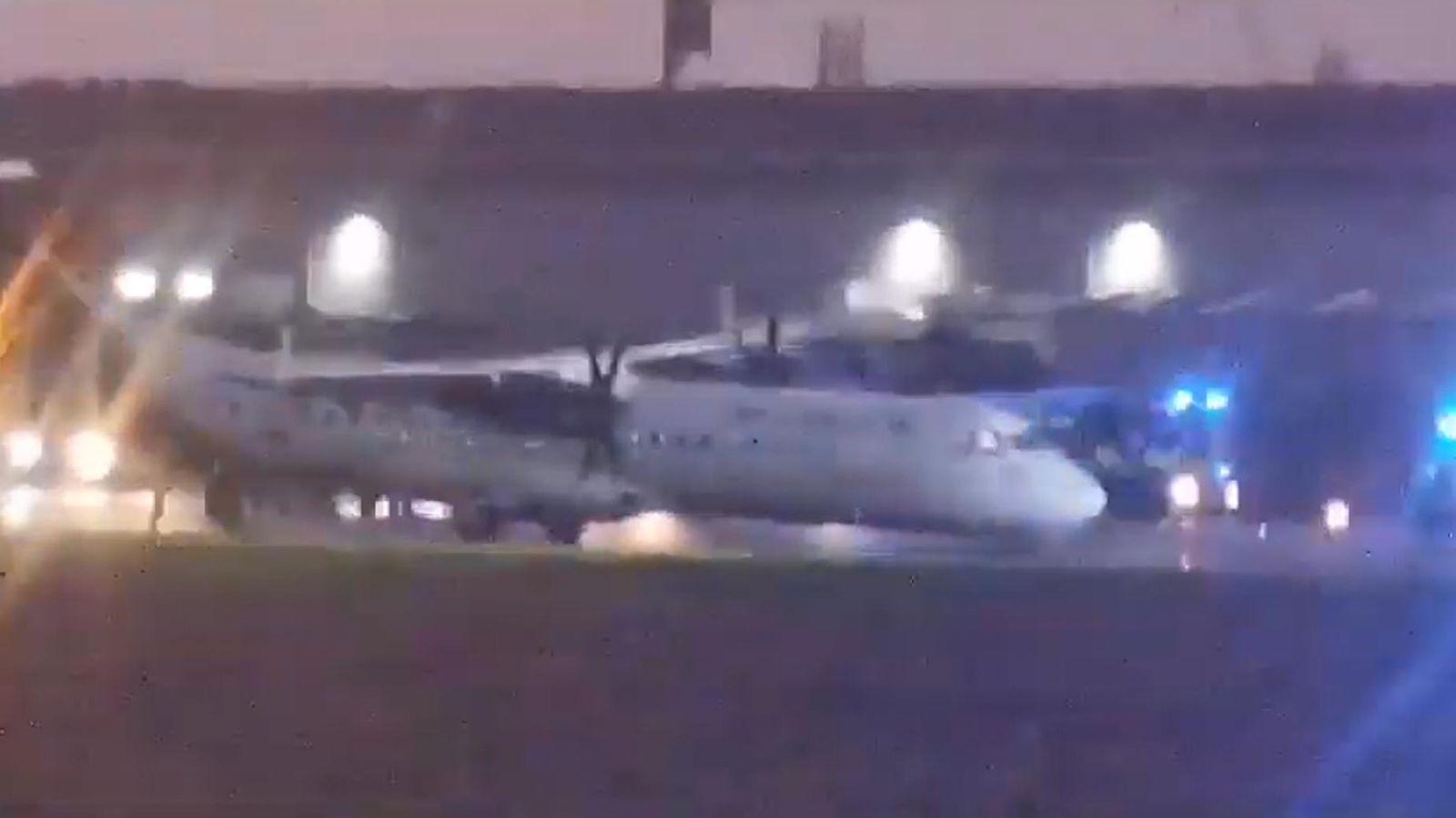 Plane’s nose wheel collapses during hard landing in Belfast due to bad weather