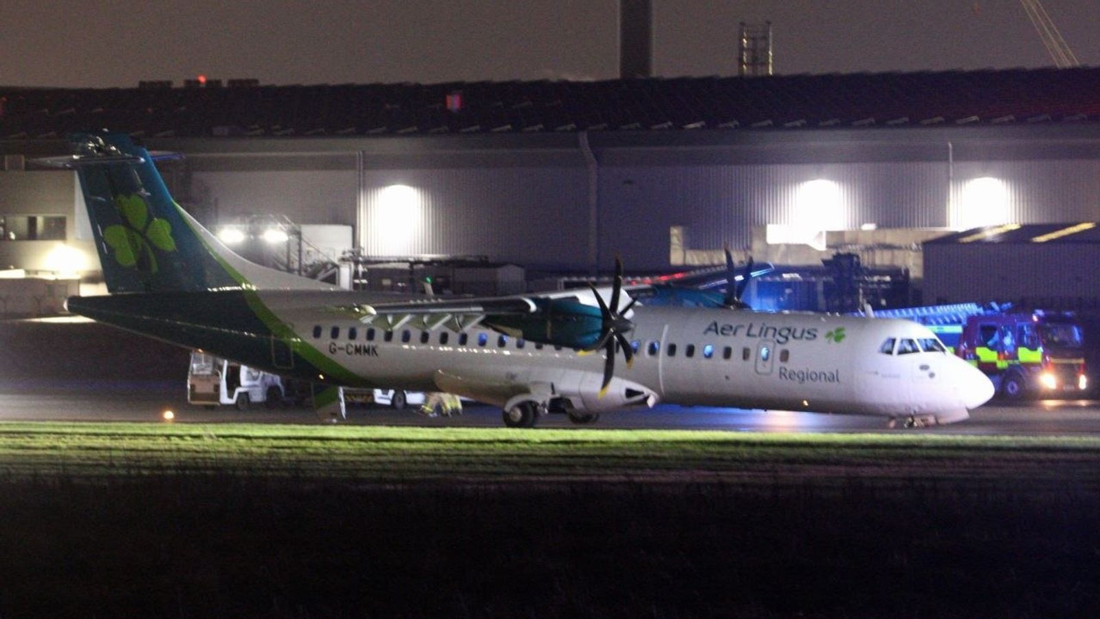 Plane's nose wheel collapses during hard landing in Belfast due to bad weather