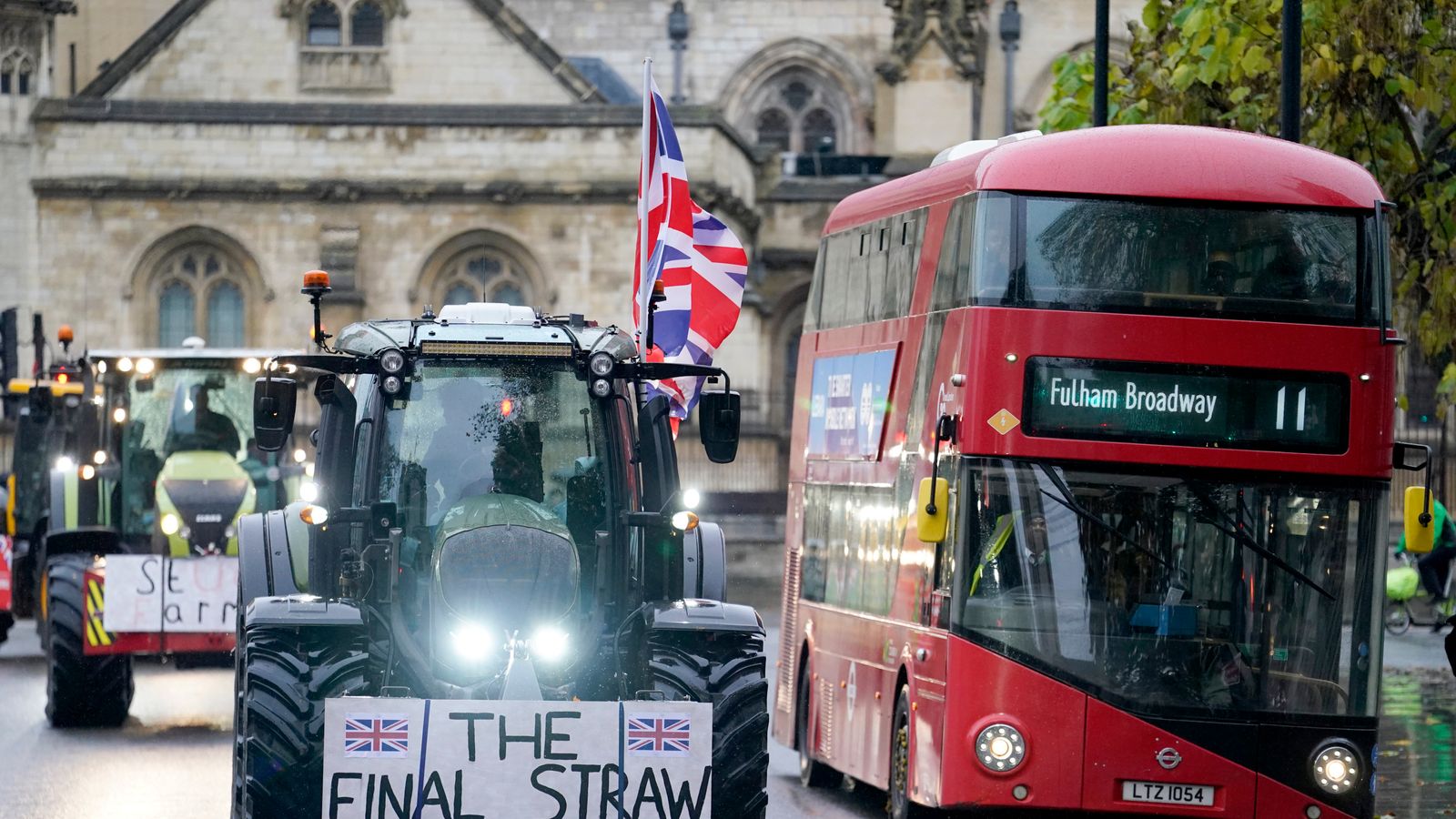 Farmers arrive in Westminster to protest about changes to inheritance