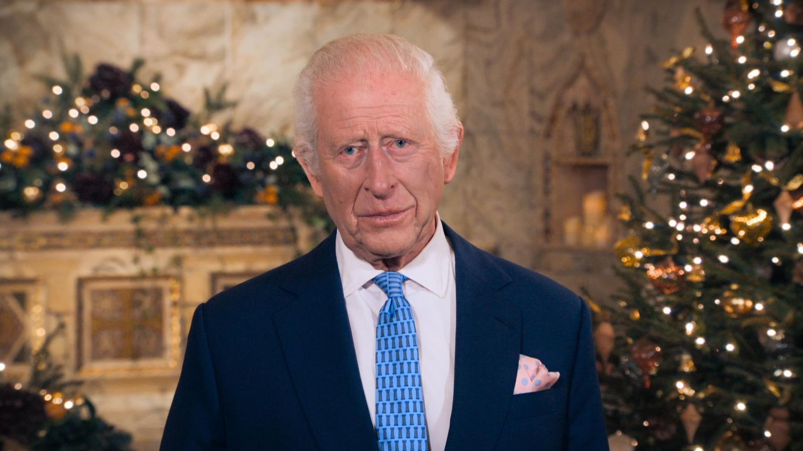 Behind the scenes footage shows how King Charles's Christmas message was filmed