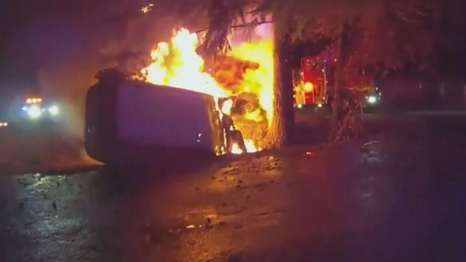 Driver pulled from burning car after crashing into tree in Portland ...