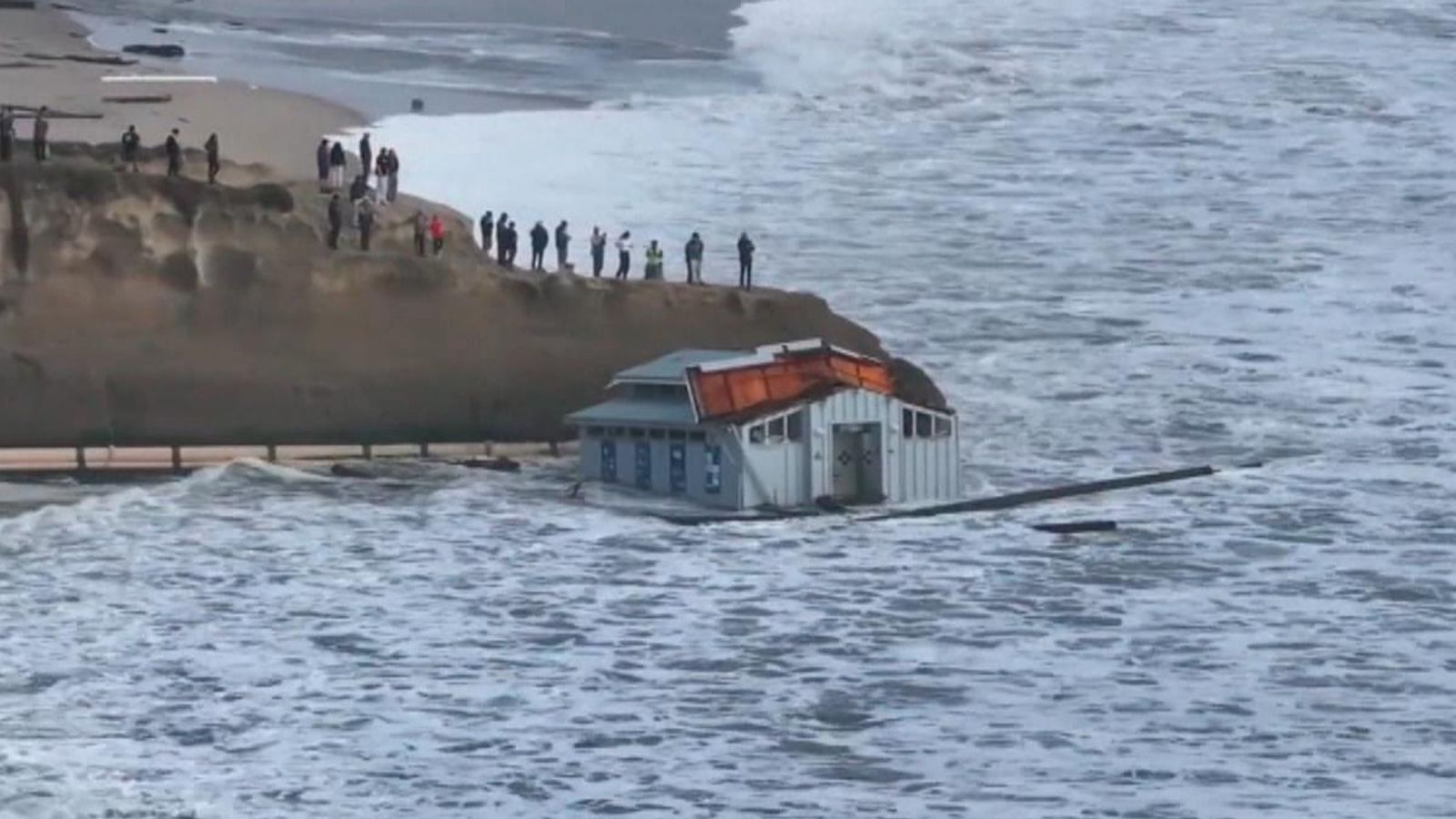 Storm rips away part of longest pier on us west coast us news sky news