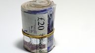 A roll of £20 notes. Pic: iStock
