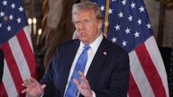 Donald Trump speaks during a news conference at Mar-a-Lago.
Pic: AP